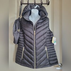 Michael Kors Black Quilted Puffer Vest NWT L Current Style